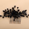 Rumtock Black Rhinestones Beads Black Hair Comb Side Headpiece for Wedding Brides Women Girls Handmade Hair Accessories (Black)
