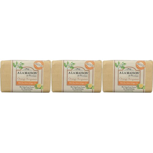 A LA MAISON Orange Bergamot Bar Soap Craft Paper 8.8 Fl Oz, 3 Pack