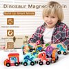 soehso Toddler Toys 11 Magnetic Wooden Train Set for Toddlers Dinosaur Train Montessori Toys for Toddlers, Preschool Learning & Fun and Activities for Kids