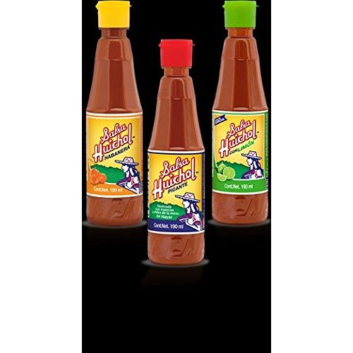 Set of 3: Gourmet Salsa Huichol Hot Sauce, with Lime & Habanera Roja, 6.5 oz bottles