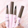 Microblading Eyebrow Pen,Eyebrow Contouring Pen,4 Tip Magic Eyebrow Pencil with Brow Brush,Magical Precise Waterproof 3d Eye Brow Pencils Creates Natural Brows Makeup,lapiz de cejas-Medium Brown-A