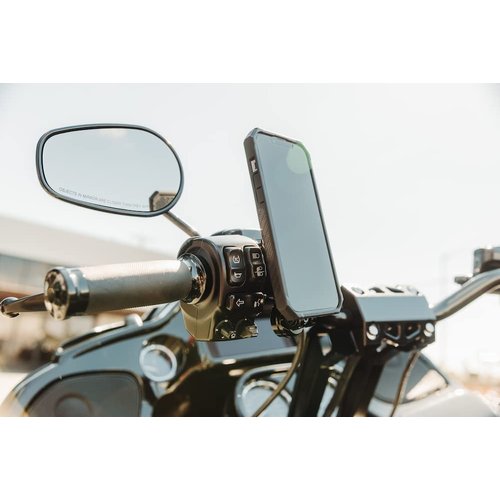 Rokform - Motorcycle Cell Phone Perch Mount, Fits Most Harley's, Metrics, and Indian Cruisers, Secures Phone Via Quad Tab Twist Lock Mount and Built-In Magnet Mount (Black)
