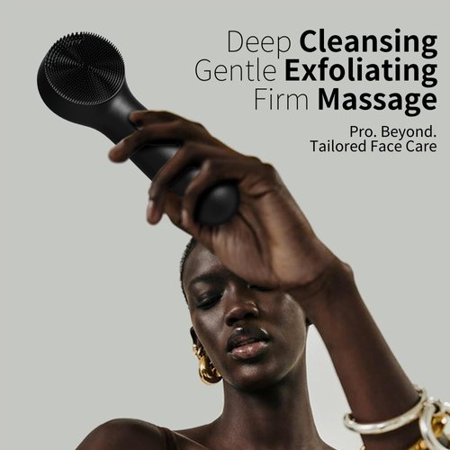 NågraCoola CLIE Silicone Face Scrubber, Facial Cleansing Brush, Rechargeable, Waterproof Face Scrub Brush for Deep Cleansing, Exfoliating, Massage, Electric Facial Exfoliator for Women and Men-Black