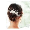 Cathercing Bridal Rhinestone Flower Veil Side Comb Hair Clips Headpiece Wedding Hair Accessories White Bride Hair Piece Styling Hairpins Headband for Wedding Evening Party