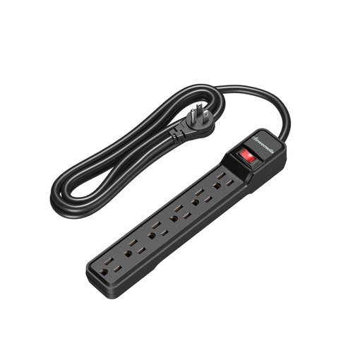DEWENWILS 6-Outlet Power Strip Surge Protector with 10 Foot Long Extension Cord, Low Profile Flat Plug, 15 Amp Circuit Breaker, 500 Joules, Wall Mount, UL Listed, Black
