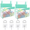 Linkidea 2 Pack Zippered Mesh Bath Toy Organizer, Bath Toy Storage Bag Multiple Ways to Hang, Bathroom Toy Mesh Bag, Bathtub Toy Storage Holder (Green)