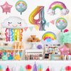 4th Birthday Decorations Girl, 8 Pcs 4 Balloons Birthday Foil Balloons with Rainbow Pink Star Pastel Round Balloons, Number 4 for Girls Birthday Party Baby Shower Supplies