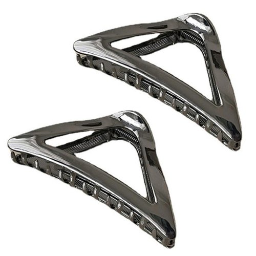 Ovche 2 Pack Triangle Metal Claw Hair Clips No Slippage Stylish Hair Clamp Grip for Thick Hair Jaw Comb Hairclips Hair Catch with Teeth Hair Updo Grip for Bath,SPA,Washing,Makeup (Gun ash)