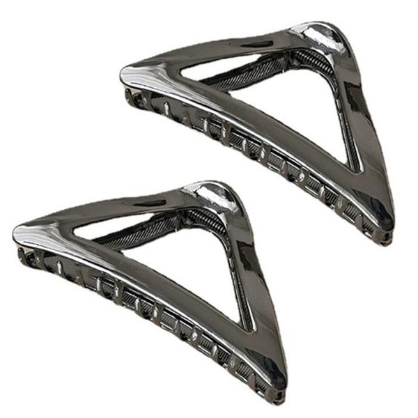 Ovche 2 Pack Triangle Metal Claw Hair Clips No Slippage Stylish Hair Clamp Grip for Thick Hair Jaw Comb Hairclips Hair Catch with Teeth Hair Updo Grip for Bath,SPA,Washing,Makeup (Gun ash)