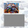 Monster Truck Theme party supplies 85Pcs semi truck Racecar Balloon Garland Set with Birthday Backdrop & Checkered Tablecloth | Perfect for toddler Boys Birthday Grave-themed monster truck decorations
