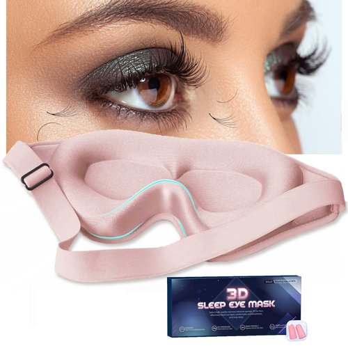 Pink Eye Mask for Lash Extensions, Sleep Mask for Lash Extensions for Women,Lash Extension Sleep Mask for Travel Yoga Nap, 100% Blackout 3D Eye Mask for Sleeping