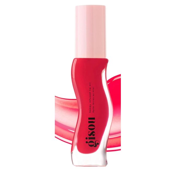 G i s o u Honey Infused Hydrating Lip Oil, Strawberry Sorbet, Sheer Pinky Red