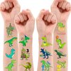 100 PCS Three Rex 3 Rex Temporary Tattoos Themed 3rd Birthday Party Decorations Favors Supplies Décor Tyrannosaurus T- Rex Dinosaur Tattoo Stickers Gifts for Game Boys Girls Classroom School Prizes