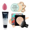 Air Cushion CC Cream Mushroom Head Foundation,Waterproof Long Lasting Loose Setting Powder,Moisturizing BB Cream Liquid Foundation Makeup Primer Concealer Base with Makeup Sponge（4PCS）