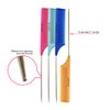 Colortrak Carbon Fiber Combs, Durable, Heat-Proof Comb, Anti-Static to Prevent Frizz, Bleach Safe Stainless Steel Pintail, 4pc Bag (Orange, Teal, Blue, Pink)