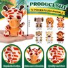 Ctosree 12 Sets Jungle Safari Party Favors Jungle Party Decorations, Mini Jungle Stuffed Animals Safari Animals Keychain Animal Theme Drawstring Backpacks for Goodie Bag Fillers Zoo Party Supplies