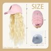 SUNBORRY Women's Wig Hats with Wavy Hair Extensions, Baseball Cap with Hair Attached, 20 Inch (Pink hat-Figure-613 Wool roll)