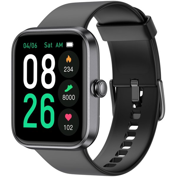 EURANS Smart Watch 44mm, AMOLED Fitness Watch with Heart Rate/Sleep Monitor Steps Calories Counter, IP68 Waterproof Activity Tracker Compatible with Android iOS