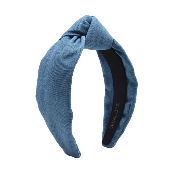 Divalots Padded Denim Knotted Headband, Stylish and Comfortable Hair Accessory for Women, Ideal for Any Occasion (Light Blue)