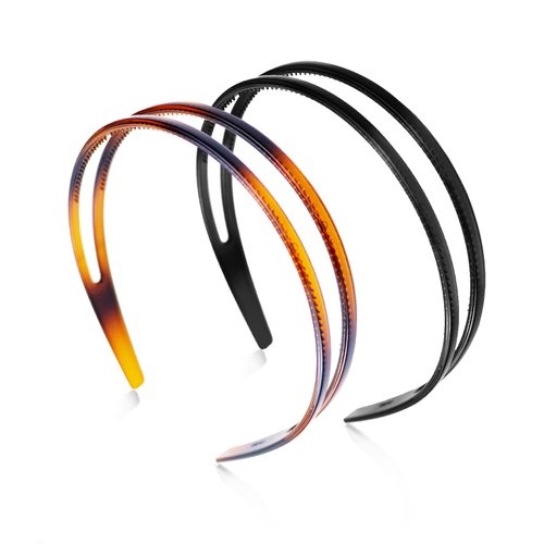 REDANHA 2 Pieces Plastic Headband Double Row Teeth Comb Hair Band Simple and Chic Hair Hoop Non-Slip Hair Accessory for Women Girls Daily Dating Decorations(Black, Brown)