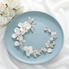 Catery Flower Bride Wedding Headband Silver Hair Vine Crystal Leaf Bridal Headpiece Floral Hair Piece Bridesmaid Wedding Hair Accessories for Women and Girls