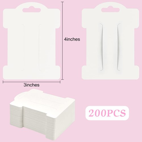 Mototo 200 PCS Hair Clip Bow Display Cards Hair Barrettes Jewelry Display Holder Rectangle Paper Cardboard for Hair Accessories Display and Organizing, 4 x 3 Inches (White)