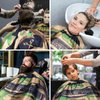 FEBSNOW Barber Cape Waterproof Professional Hair Cutting Cape Neck Duster Brush for Haircut Army Green Salon Beard Hairdressing Kits 46.8 × 56 Inches