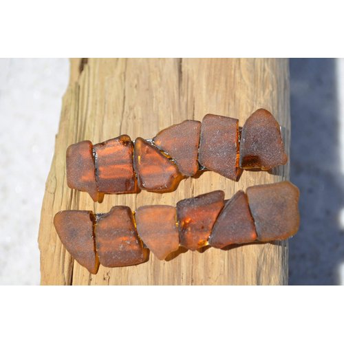 Genuine Surf Tumbled Brown Sea Glass Hair Barrettes (set of 2)