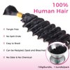 Lashey Human Braiding Hair Deep Wave Bulk Human Hair for Braiding 100% Virgin Hair Bulk No Weft Human Hair Extensions For Boho Braids Knotless Box Braid 100g One Bundle/Pack Natural Black 20 Inch