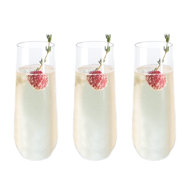 MR.FOAM 9oz Plastic Champagne Flutes, 12 Pack Stemless Disposable Toasting Glasses,Shatterproof Crystal Clear Plastic Champagne Glasses Cocktail Cups Ideal for Wedding and Shower Party Supplies