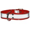 Genuine Leather Reflective Dog Collar 22" Long 1.25" Wide Red Fits 15.5"-19.5" Neck