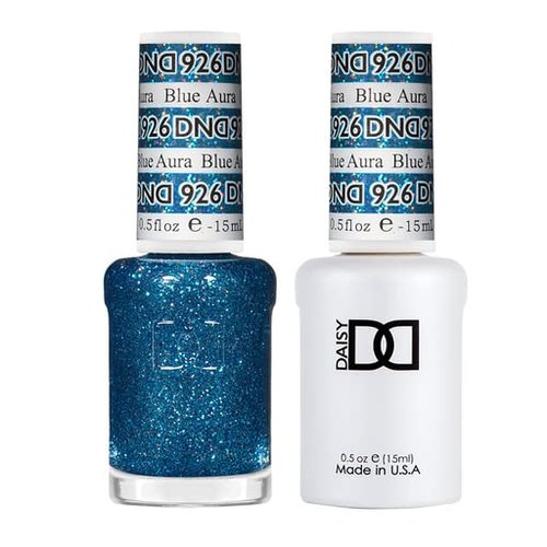 DND Gel Polish Set, Glitter Collection, UV Gel Polish and Air Dry Nail Lacquer, Matching Chip-Free Polish Duo, 926 Blue Aura, 0.5 Fl Oz