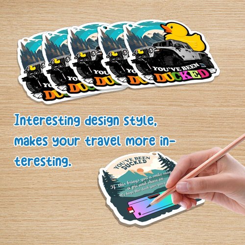 Duck Duck Tags, You 've Been Ducked Card, Duck Duck Ducking Game Card, Car Duck Tags for Rubber Ducks Design with Round Hole and Rubber Bands 35Pack Set (Gray-7FD237)