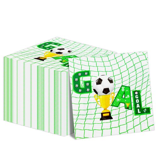 100Pcs Soccer Napkins for Soccer Party Decorations 13 x 13 inch Soccer Birthday Party Napkins for Kids Sport Party Baby Shower Birthday Party Soccer Party Supplies