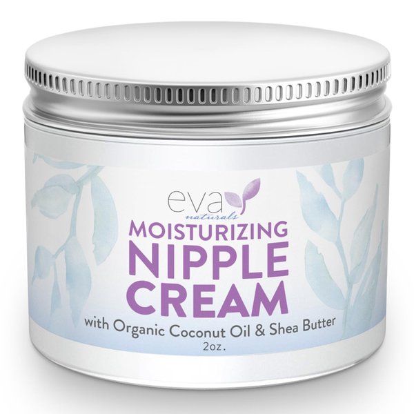 Eva Naturals Safe Nipple Cream for Breastfeeding - Nipple Balm for Dry Cracked Nipples - Lanolin Free Nipple Butter for Breastfeeding Pain with Organic Shea Butter, Coconut Butter & Argan Oil