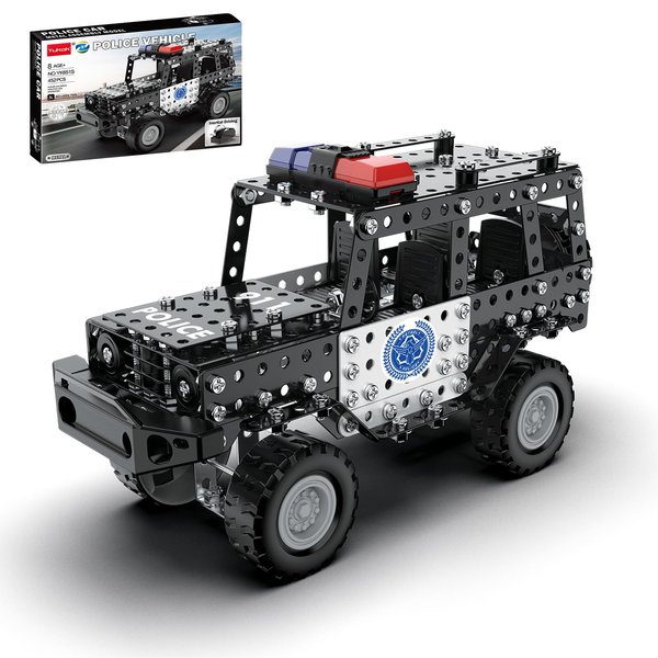 Jansfuren Police Vehicle Toy Set, Metal Model Vehicles Toys Erector Sets for Boys Ages 6-14, Police Truck STEM Building Toys Educational Creative Game Birthday Gift Idea