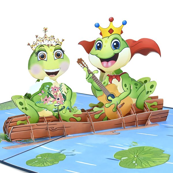 Teabug Cards Frog Prince Serenade Pop-Up Birthday Card, Friendship Card, Valentines Day Card, Kids Birthday Card, All Occasions
