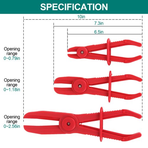 6 Pack Hose Clamp Pliers Hose Pinch Pliers Line Clamps for Fuel Hoses, Gas Lines Brake Hoses, Radiator Hoses, Coolant Hoses, Flexible Hoses, Red