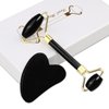 WEDDINGHELPER Jade Roller and Gua Sha Set: Facial Beauty Tools, Face Roller Skin Massager for Fac, for Skin Care Routine (Black)