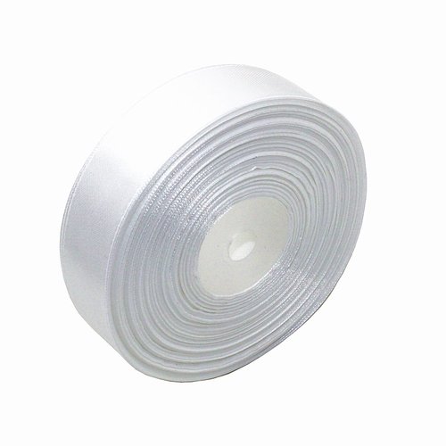 SWTOOL 1" Solid Satin Ribbon 50 Yards Roll for Wedding Details, Sewing Projects, Gift Wrapping, Invitation Embellishments and Crafting Projects Etc (White)