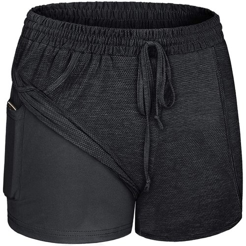 BLEVONH Black Grey Shorts for Women,Trainee Cozy Solid Color High Waist Inner Pocket Spring Short Pants Non See-Through Fabric Nice Weight Sports Workout Clothes Streetwear M