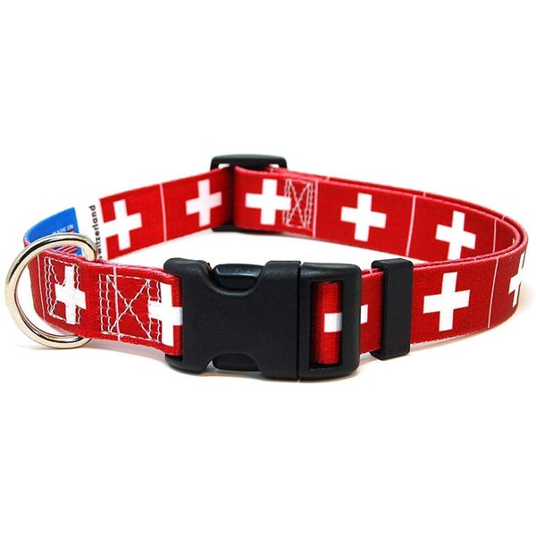 Switzerland Dog Collar | Switzerland Flag | Quick-release Buckle | Made in NJ, USA | for Small Dogs