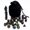 IvyFieldDice 5 Sets New Black Polyhedral Dice with Satin-Lined Velvet Bag for Dungeons and Dragons DND RPG MTG D20 D12 D10 D8 D6 D4