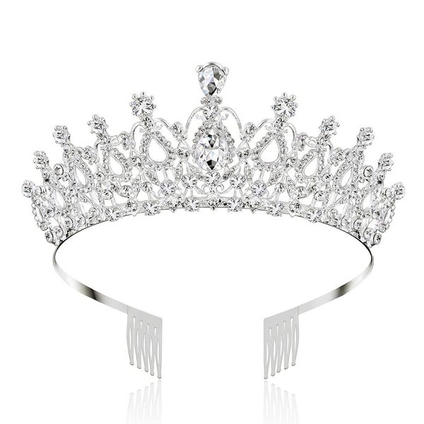 Papoopy Tiara Crown for Women and Girls, Headband Hair Accessories for Birthday Wedding Party Costume Silver