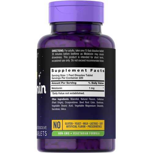 Carlyle Melatonin 1 mg | 220 Fast Dissolve Tablets | Low Dose | Vegetarian, Non-GMO, Gluten Free