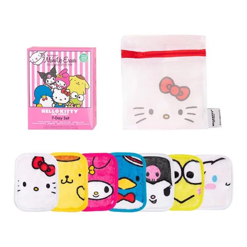 MakeUp Eraser, 7-Day Set, Erase All Makeup With Just Water, Including Waterproof Mascara, Eyeliner, Foundation, Lipstick, and More, Hello Kitty and Friends