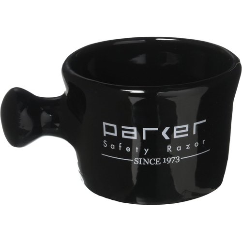Parker Deluxe Stoneware Apothecary Shaving Mug – for use with up to 3” Shave Soaps and Lathering Shave Creams – Handmade in the USA (Black)