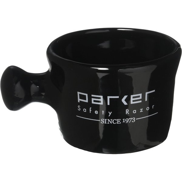Parker Deluxe Stoneware Apothecary Shaving Mug – for use with up to 3” Shave Soaps and Lathering Shave Creams – Handmade in the USA (Black)