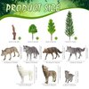 Sratte 26 Pcs Woodland Wolf Figurines Toys Small Wolf Figures with Model Trees Kit Playset Mini Wolf Cake Toppers Diorama Project Kit for Kids Toddlers Birthday Gift Decor