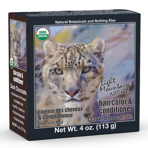 Light Mountain Henna Hair Color & Conditioner - Dark Chocolate Hair Dye for Men/Women, Organic Henna Leaf Powder and Botanicals, Chemical-Free, Semi-Permanent Hair Color, 4 Oz